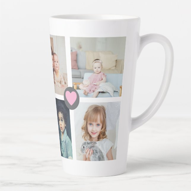 Personalized Photo and Text Photo Collage Family Latte Mug (Right)