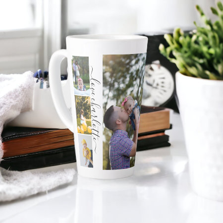 Personalized Photo And Text Photo Collage Family Latte Mug
