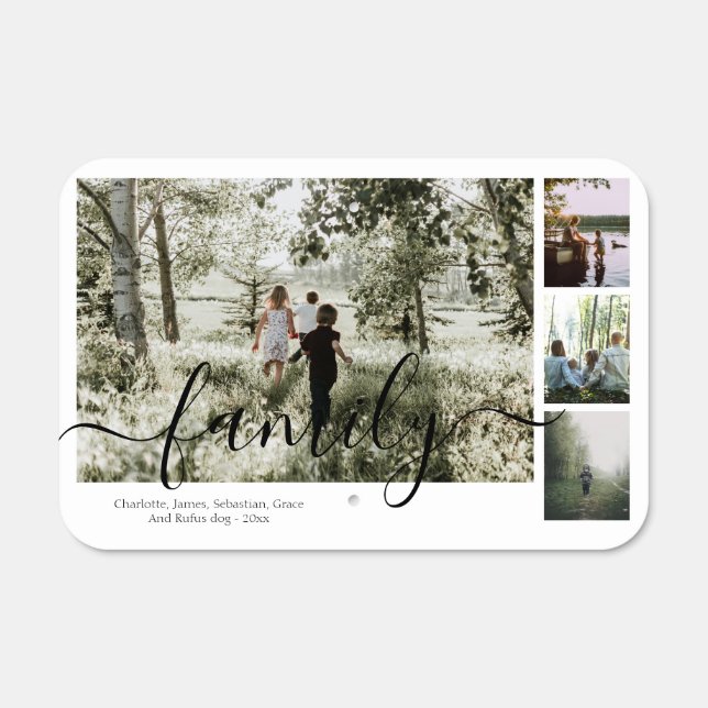 Personalized Photo and Text Photo Collage Family Metal Sign (Front)
