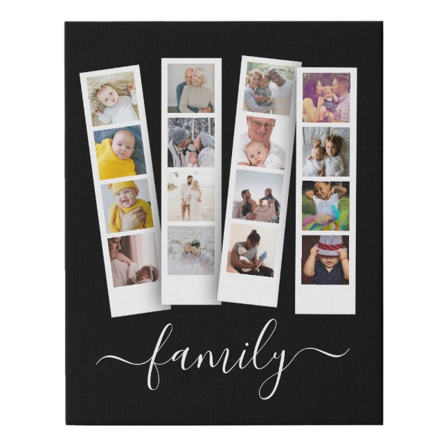 Personalized Photo and Text Photo Collage Faux Canvas Print (Front)