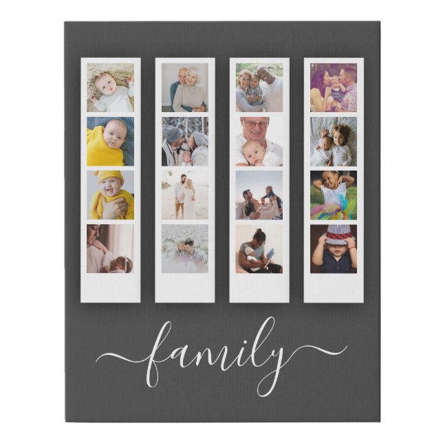 Personalized Photo and Text Photo Collage Faux Canvas Print (Front)