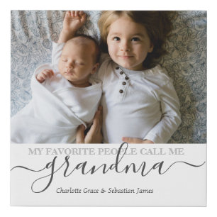 Personalized Photo and Text Photo Collage Faux Canvas Print