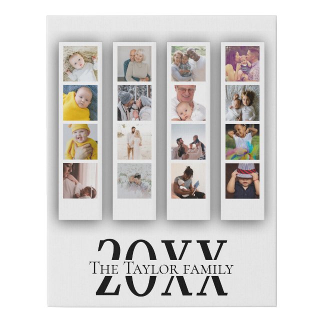 Personalized Photo and Text Photo Collage Faux Canvas Print (Front)