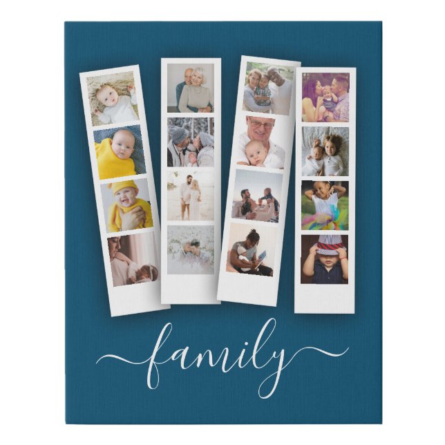 Personalized Photo and Text Photo Collage Faux Canvas Print (Front)