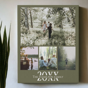 Personalized Photo and Text Photo Collage Faux Canvas Print