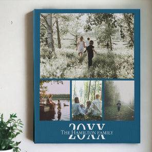 Personalized Photo and Text Photo Collage Faux Canvas Print