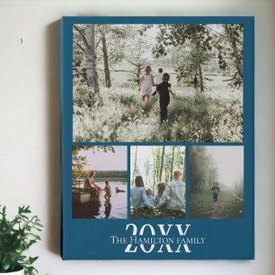 Personalized Photo and Text Photo Collage Faux Canvas Print