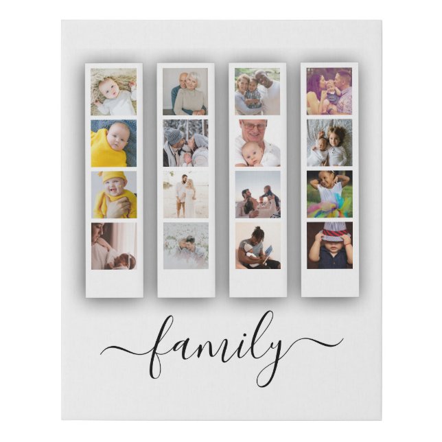 Personalized Photo and Text Photo Collage Faux Canvas Print (Front)