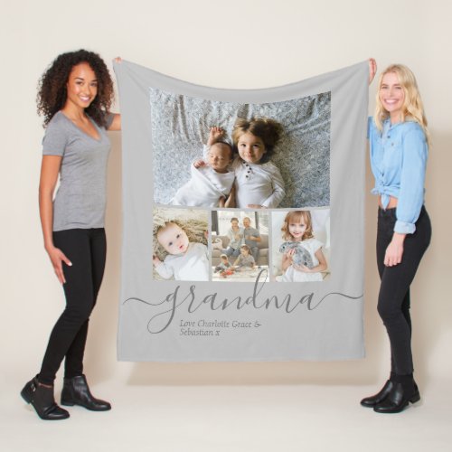 Personalized Photo and Text Photo Collage Fleece Blanket