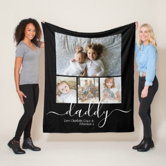 Personalized Photo and Text Photo Collage Fleece Blanket
