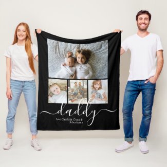 Personalized Photo and Text Photo Collage Fleece Blanket