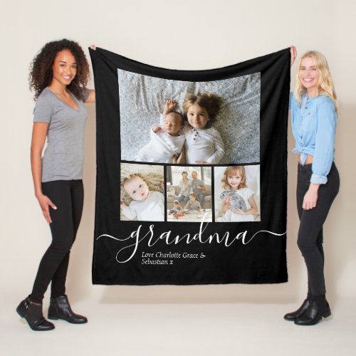 Personalized Photo and Text Photo Collage Fleece Blanket