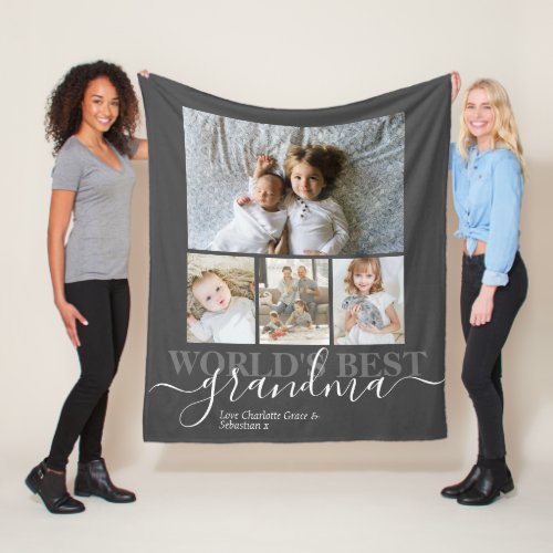 Personalized Photo and Text Photo Collage Fleece Blanket