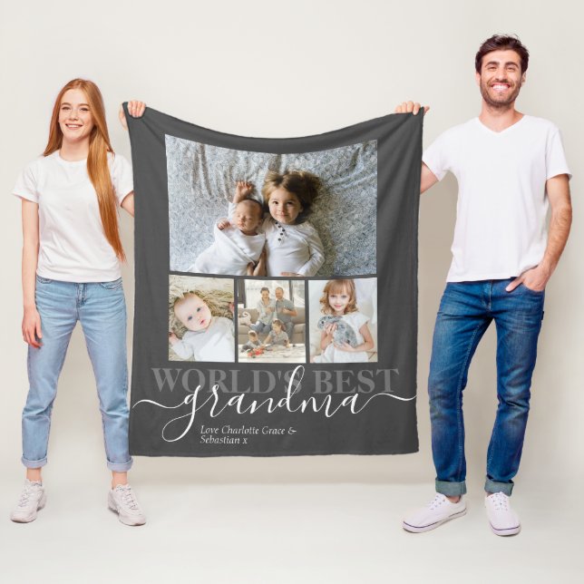 Personalized Photo and Text Photo Collage Fleece Blanket (In Situ)