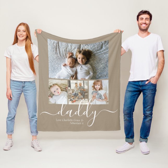 Personalized Photo and Text Photo Collage Fleece Blanket (In Situ)