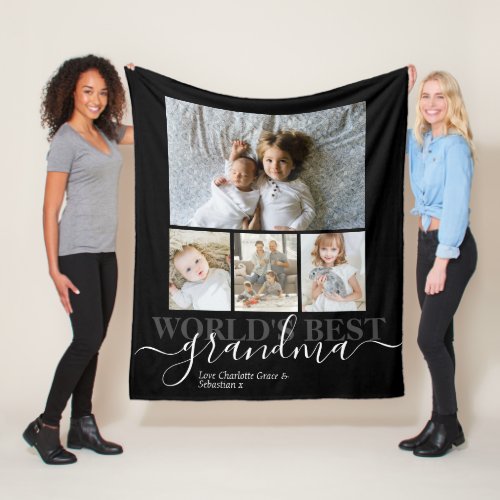 Personalized Photo and Text Photo Collage Fleece Blanket