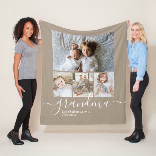 Personalized Photo and Text Photo Collage Fleece Blanket