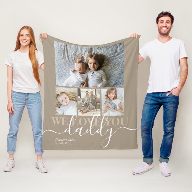 Personalized Photo and Text Photo Collage Fleece Blanket (In Situ)