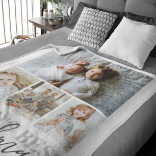 Personalized Photo and Text Photo Collage Fleece Blanket