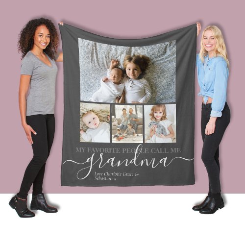 Personalized Photo and Text Photo Collage Fleece Blanket