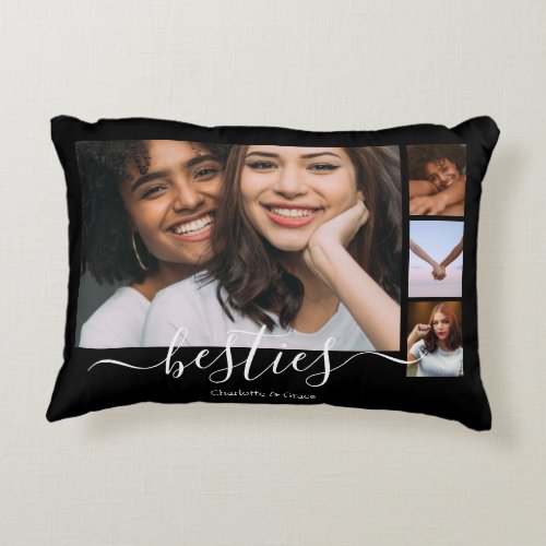 Personalized Photo and Text Photo Collage Friends Accent Pillow