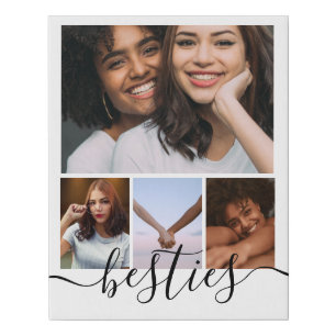 Personalized Photo and Text Photo Collage Friends Faux Canvas Print
