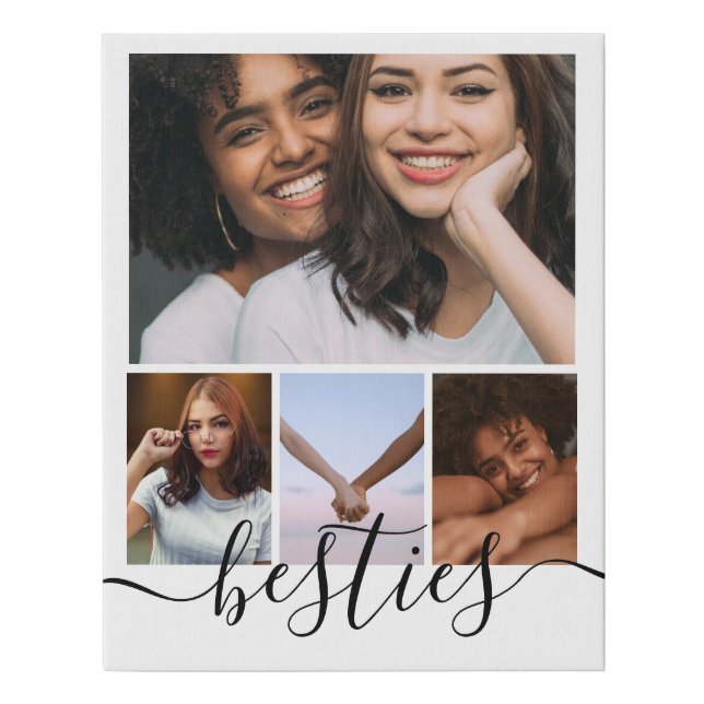 Personalized Photo and Text Photo Collage Friends Faux Canvas Print (Front)