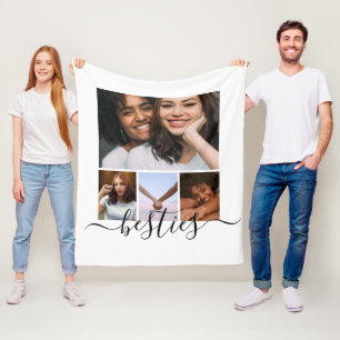 Personalized Photo and Text Photo Collage Friends Fleece Blanket