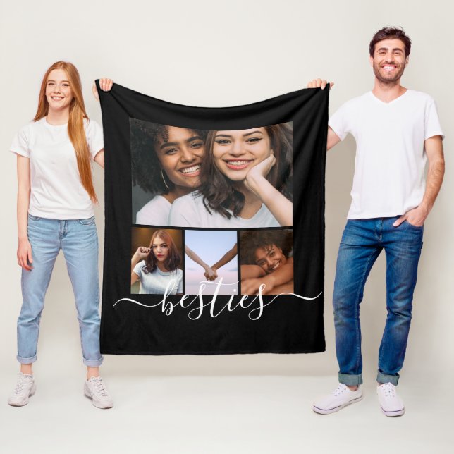 Personalized Photo and Text Photo Collage Friends Fleece Blanket (In Situ)