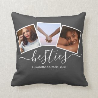 Personalized Photo and Text Photo Collage Friends Throw Pillow