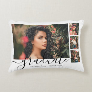 Personalized Photo and Text Photo Collage Graduare Accent Pillow