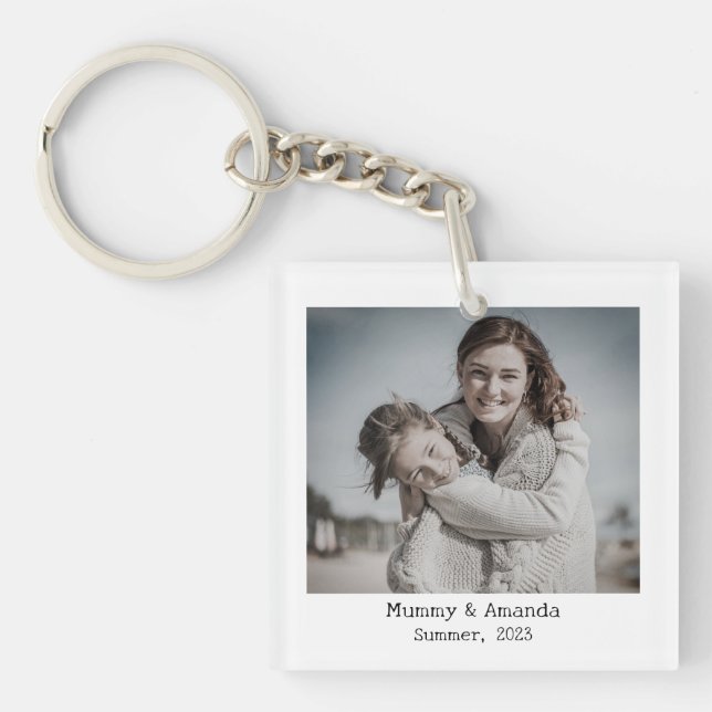 Personalized Photo and Text Photo Collage Key Ring (Front)
