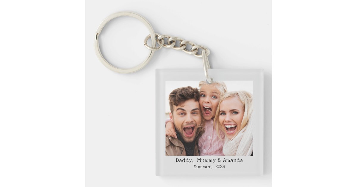 Personalized Photo and Text Photo Collage Key Ring | Zazzle