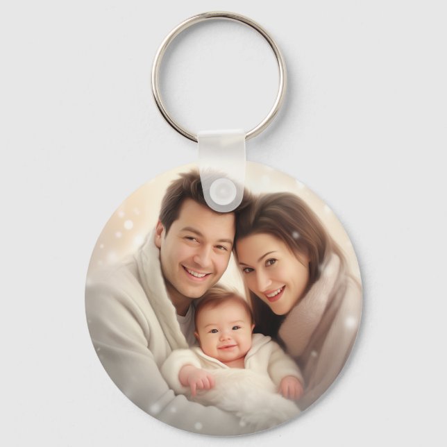 Personalized Photo and Text Photo Collage Keychain (Front)