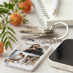 Personalized Photo and Text Photo Collage Keychain