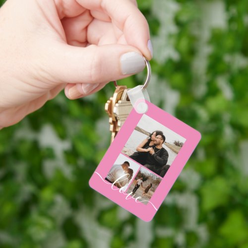 Personalized Photo and Text Photo Collage Keychain