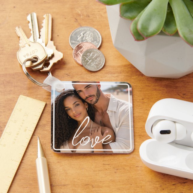 Personalized Photo and Text Photo Collage Keychain (Desk)