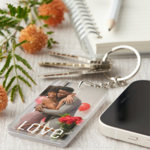 Personalized Photo and Text Photo Collage Keychain