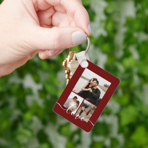 Personalized Photo and Text Photo Collage  Keychain