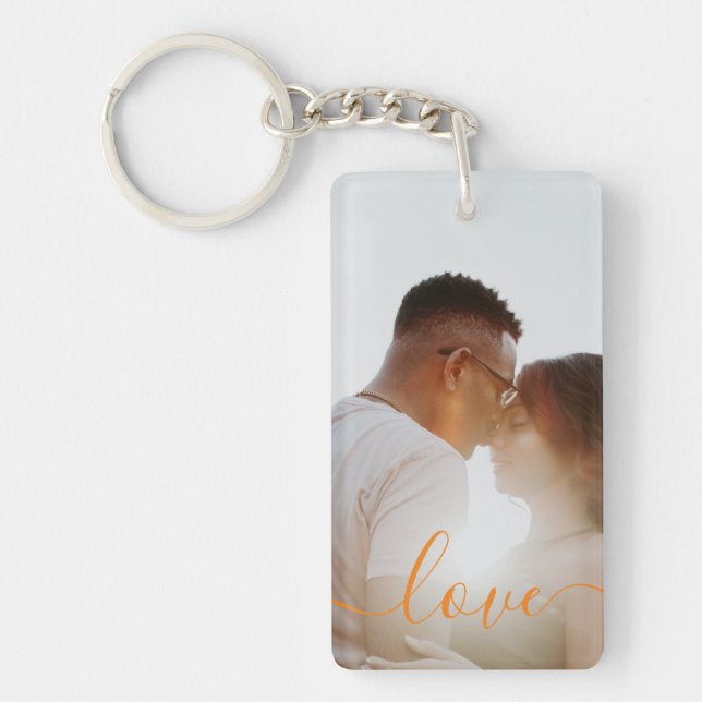 Personalized Photo and Text Photo Collage Keychain (Front)