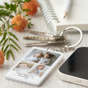 Personalized Photo and Text Photo Collage Keychain