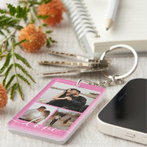 Personalized Photo and Text Photo Collage Keychain