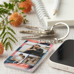 Personalized Photo and Text Photo Collage Keychain