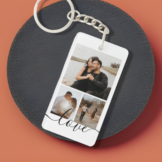 Personalized Photo and Text Photo Collage  Keychain