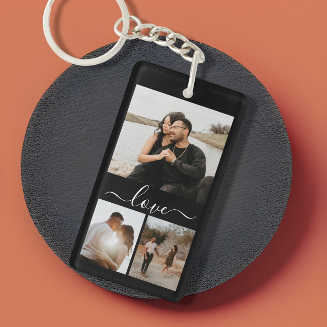 Personalized Photo and Text Photo Collage Keychain