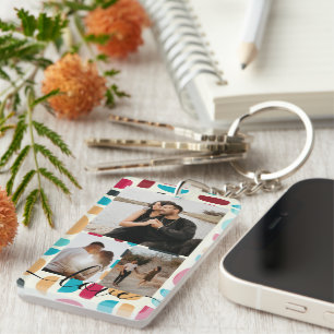Personalized Photo and Text Photo Collage Keychain