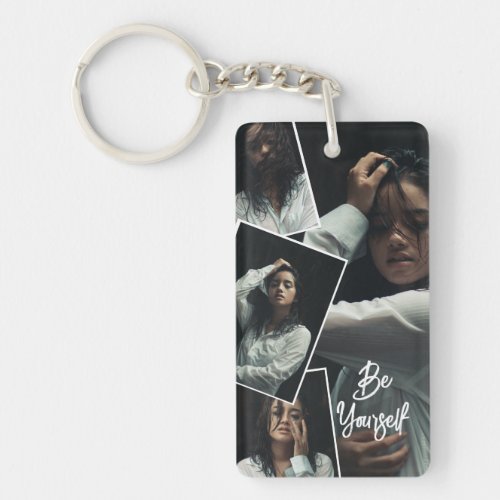 Personalized Photo and Text Photo Collage Keychain