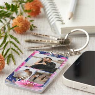 Personalized Photo and Text Photo Collage Keychain