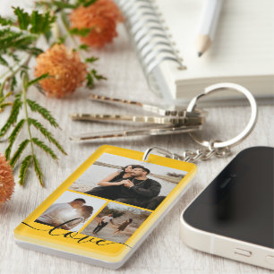 Personalized Photo and Text Photo Collage Keychain