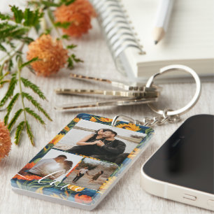 Personalized Photo and Text Photo Collage Keychain